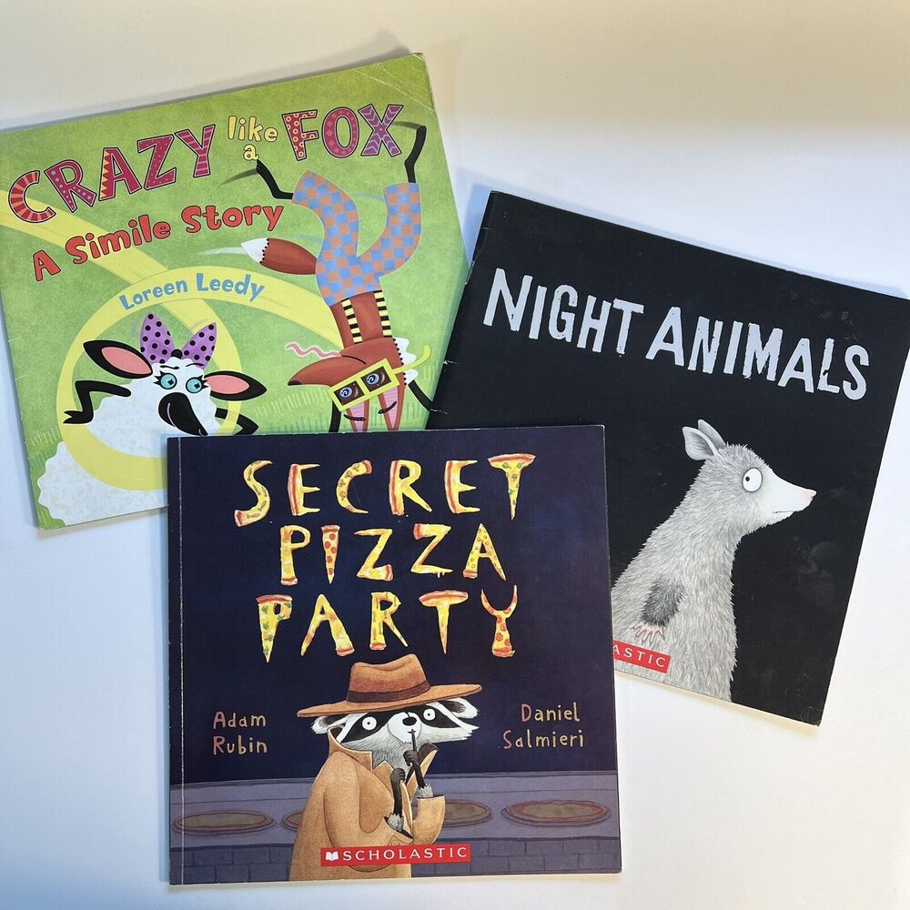 Set of 3 Childrens Storybooks Secret Pizza Party Night Animals Crazy Like a Fox